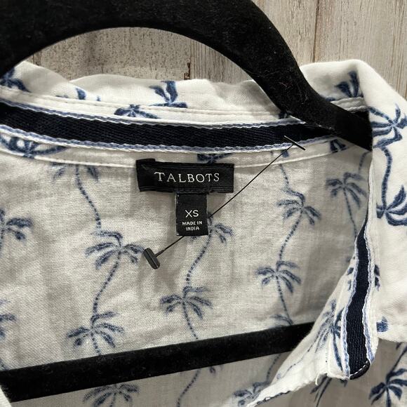 NWOT Talbots White Blue Palm Tree Button Up Swim Coverup Tunic Summer Womens XS - Picture 3 of 8